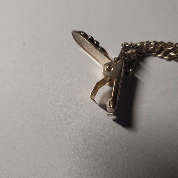 Vintage 70s Sweater Guard 3-Chains Butterflies Collar Jewelry - Picture 8 of 8